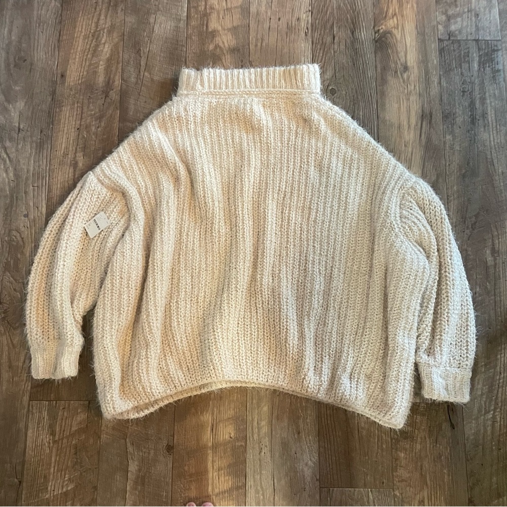 Free People Ivory Oversized Chunky Knit Mock Neck Sweater — Originally $168